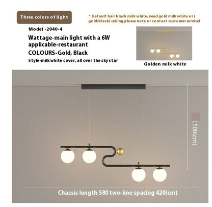 Simple Modern Creative Rectangle Dining Table Starry Chandelier