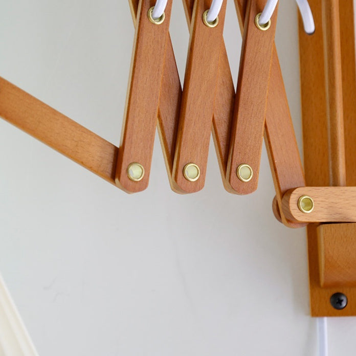 Retro Nordic Japanese Style Solid Wood Telescopic Lamp