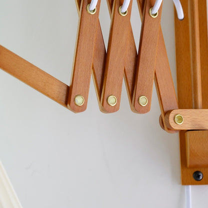 Retro Nordic Japanese Style Solid Wood Telescopic Lamp