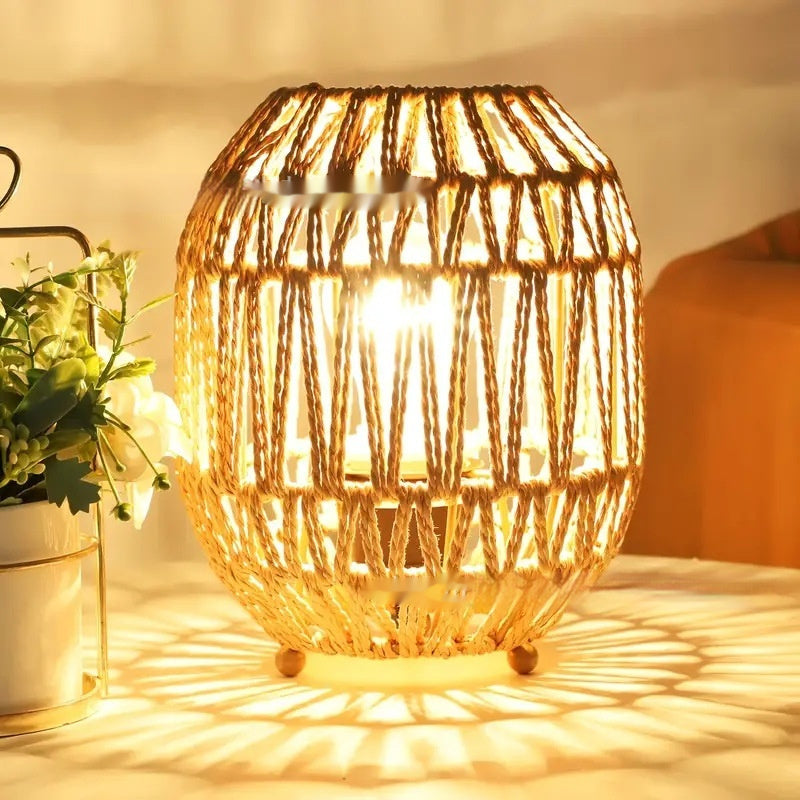 Bohemian Style Bedside Decorative Woven Creative Desktop Decoration Mushroom Table Lamp