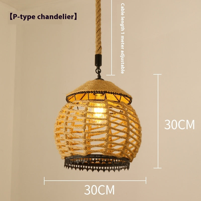Hemp Rope Retro Restaurant Ideas Industrial Style Chandelier