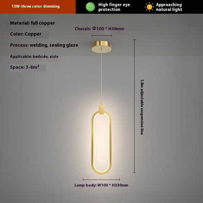 Modern Home Copper Bar Bedside Small Droplight