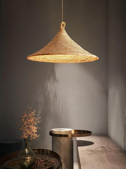 Japanese Style Chandelier Vintage Bed & Breakfast Rattan Straw Hat Chandelier