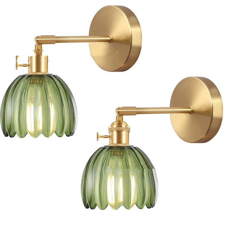 Retro Japanese Style Copper Glass Amber Chandelier