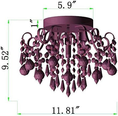 Small Crystal Flush Mount Ceiling Light 3-Light G9