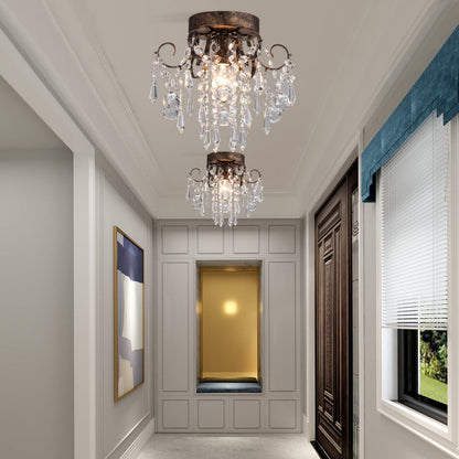 Small Crystal Ceiling Light Fixture Flush Mount,Black Ceiling Lights