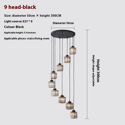 Duplex Staircase Long Chandelier Lamps Modern Minimalist And Magnificent Crystal