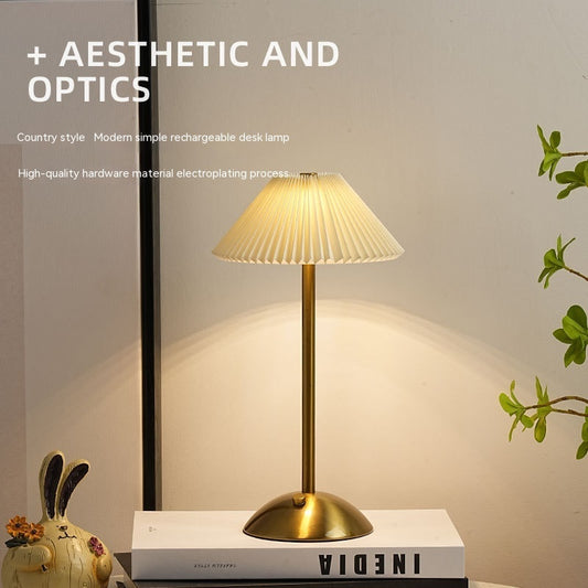 Bedroom Bedside Lamp Pleated Atmosphere Charging