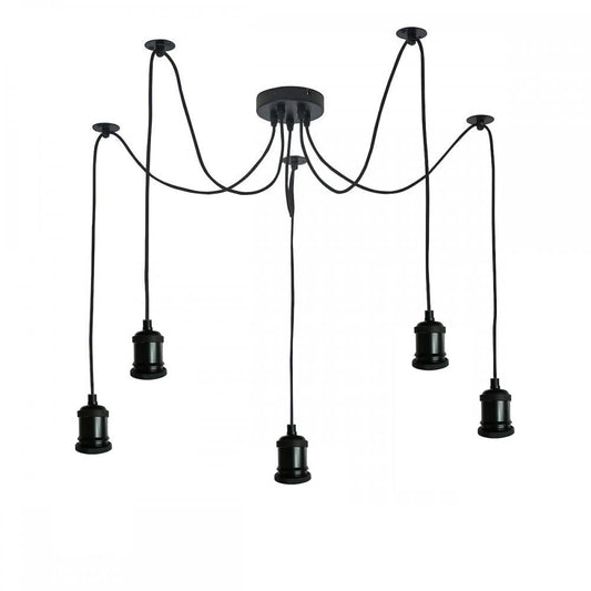 Black Pendant Light Spider with Rubber Cable Metal Lamp Holder~1122