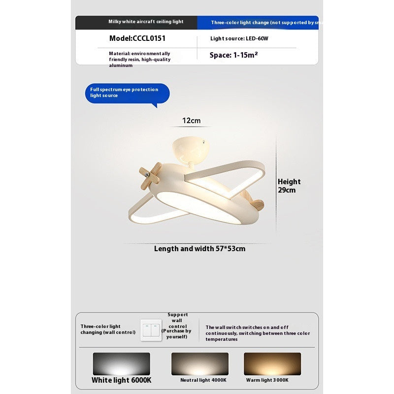 Children's Room Chandelier Cream Style Bedroom Aircraft Lamp