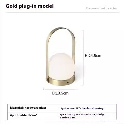 Mid-ancient Danish Portable Table Lamp Bedside Minimalist Portable Charging Touch Atmosphere Camping Night Light