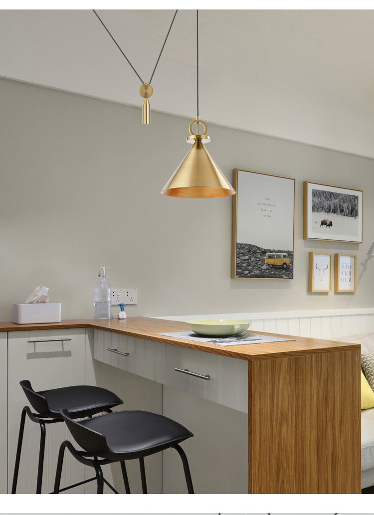 Modern Brass Pendant Light with Adjustable Height