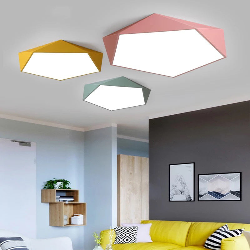 Color Macaron Ceiling Lamp Creative Geometric Room Lamp