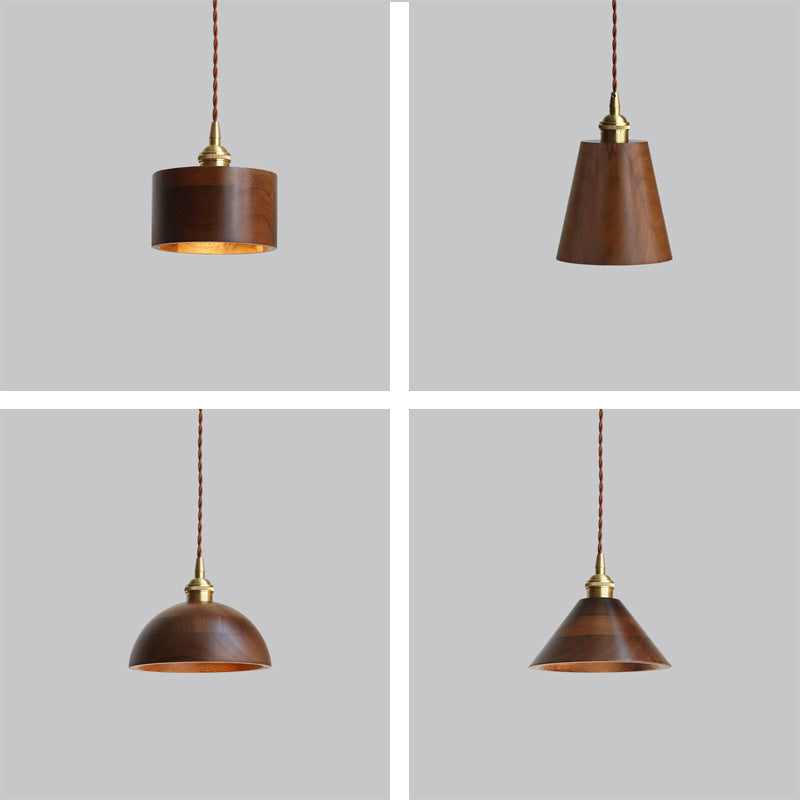 Black Walnut Single-head Droplight Leisure Window Model Room Bed Breakfast Chandelier