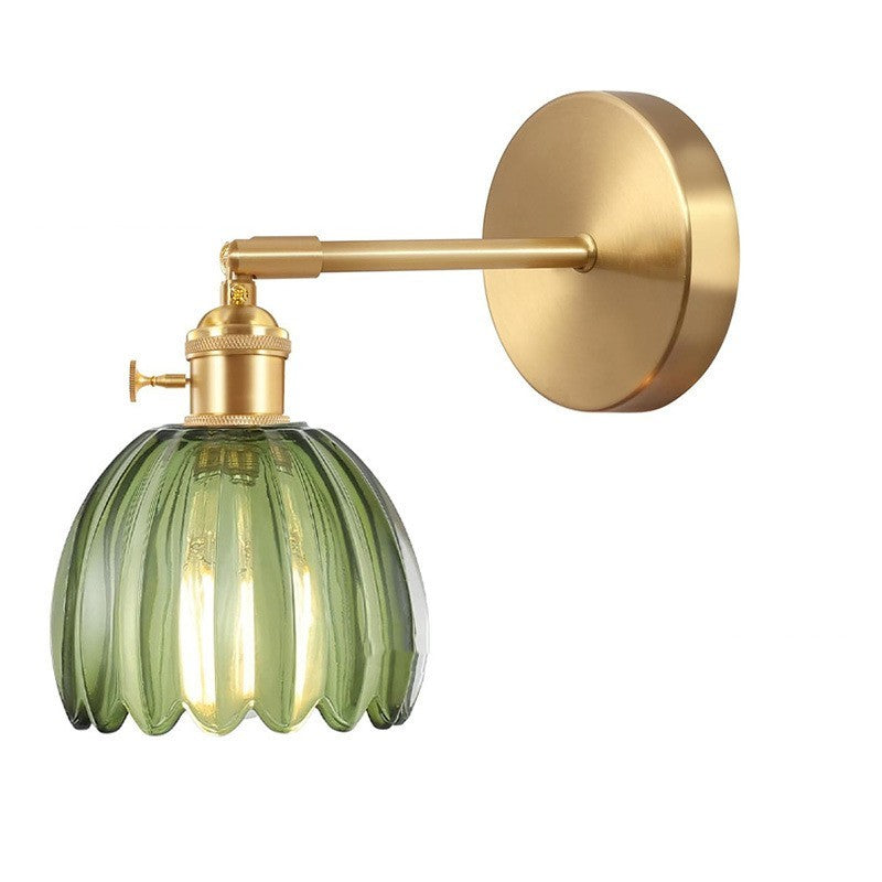 Retro Japanese Style Copper Glass Amber Chandelier