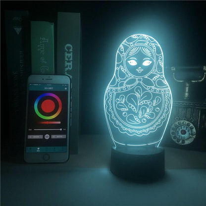 Clock Base Table Lamp Russian Doll National Atmosphere Festival Light Bright Base Nightligh Christmas Decor Visual Light Lamp