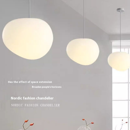 Simple Milky White Pebble Chandelier Restaurant Window Shop Light