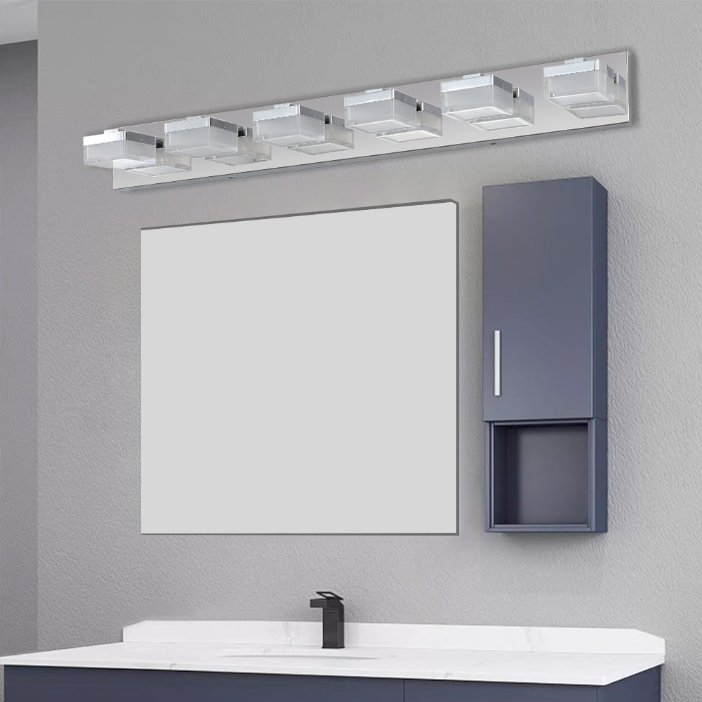 Modern 6-Light Chrome LED Vanity Mirror Light Fixture For Bathrooms