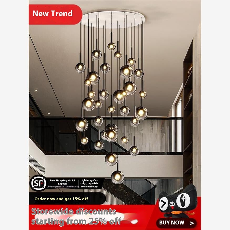 Modern Glass Pendant Chandelier for Staircase