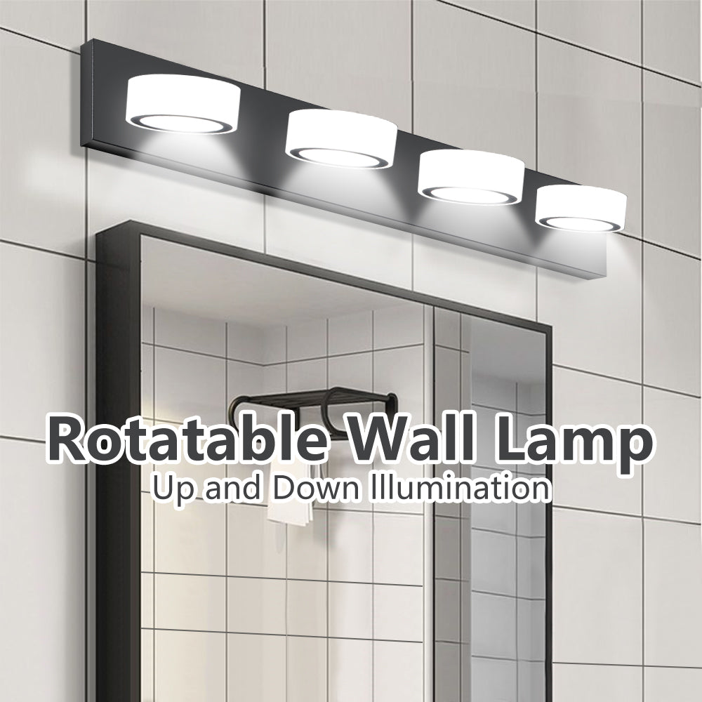 LED Modern Black 4-Light Vanity Lights Fixtures Over Mirror Bath Wall