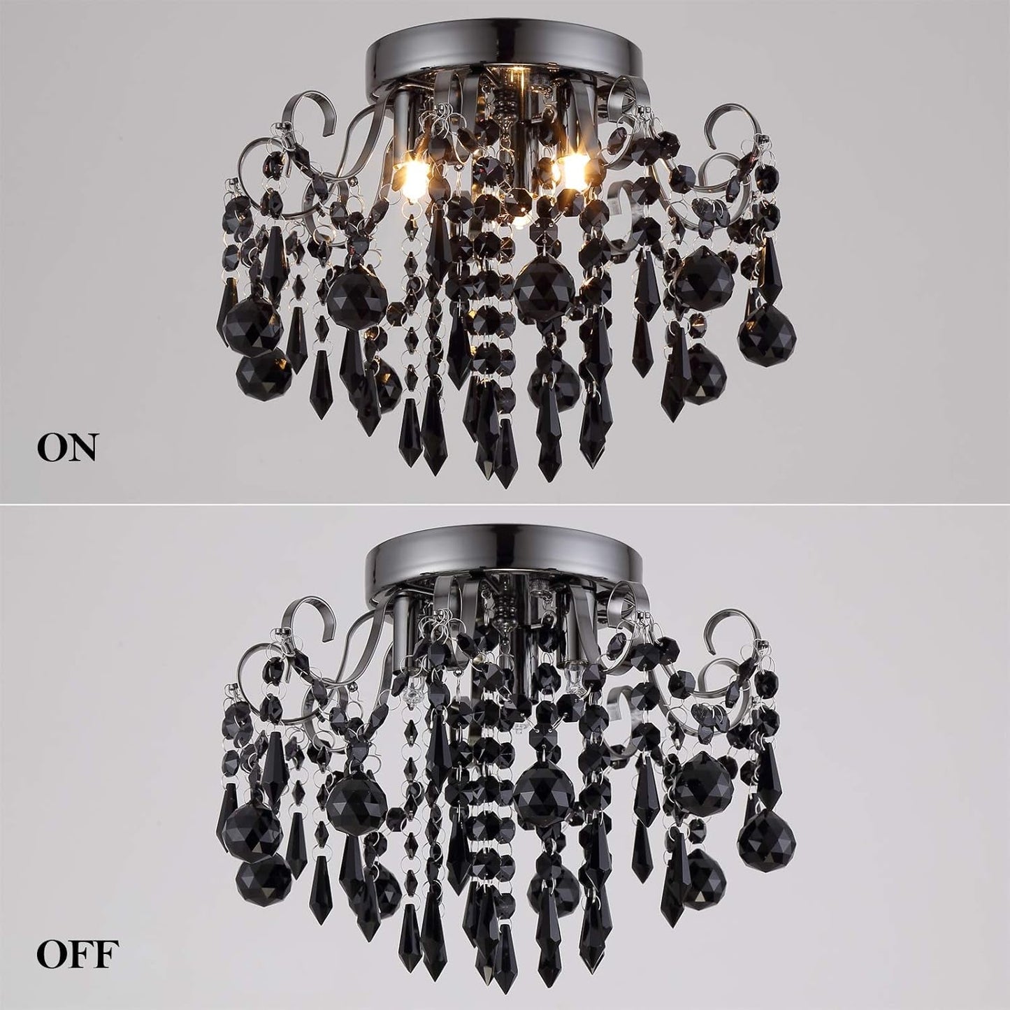 Small Crystal Flush Mount Ceiling Light 3-Light G9