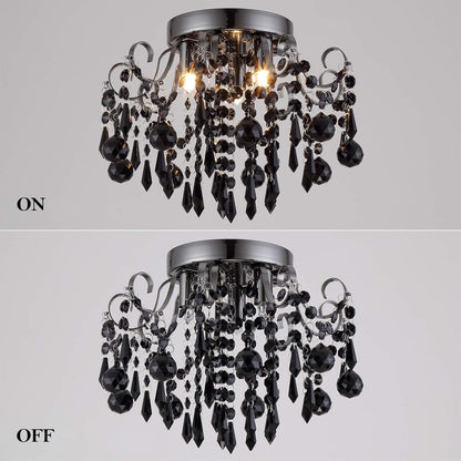 Small Crystal Flush Mount Ceiling Light 3-Light G9