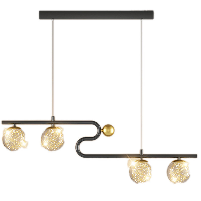 Simple Modern Creative Rectangle Dining Table Starry Chandelier