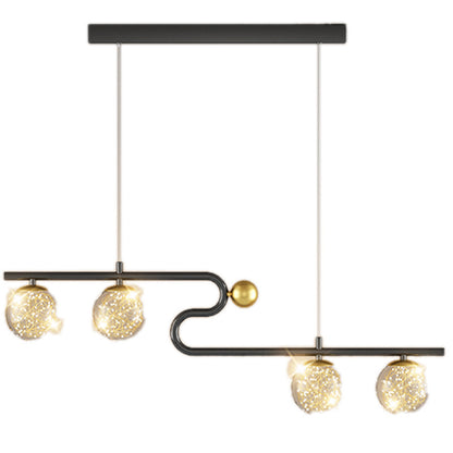 Simple Modern Creative Rectangle Dining Table Starry Chandelier