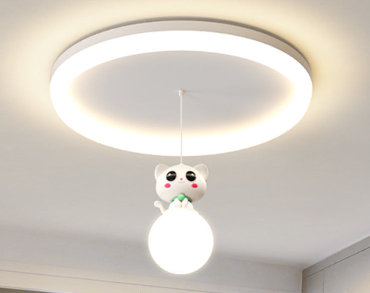 Cream Style Cartoon Panda Bedroom Pendant Light