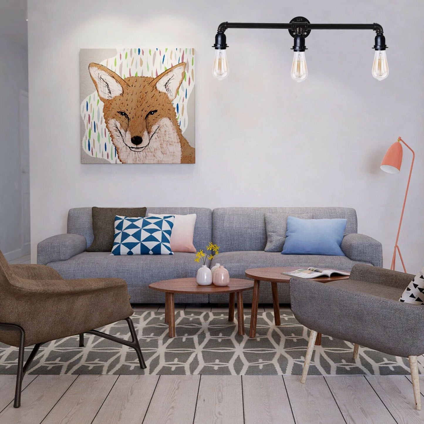 Modern Vintage Industrial Retro Wall Lamp Shade Pipe Light UK~1347