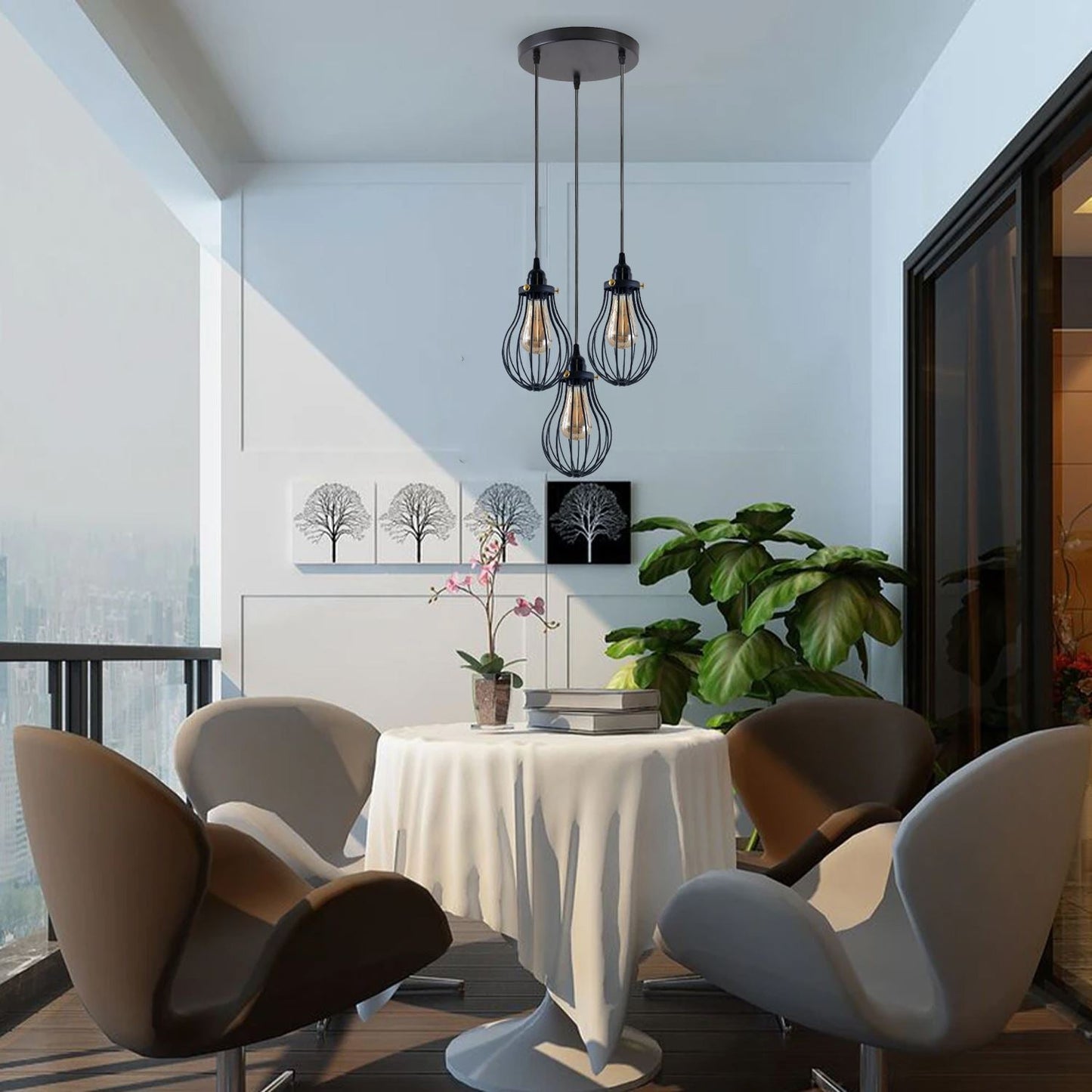 Black Cage Pendant Light Kitchen E27 ~3398