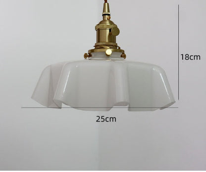 French Cream Nordic Brass Petal Glass Small Droplight
