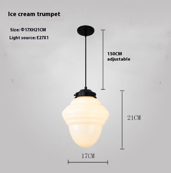 Retro Industrial Cream Pendant Light with Iron Frame