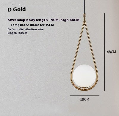 Simple Ball Glass Small Droplight Bedroom Bedside Single Headlight