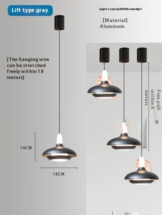 Lámpara Colgante Nórdica LED Ajustable para Cabecera