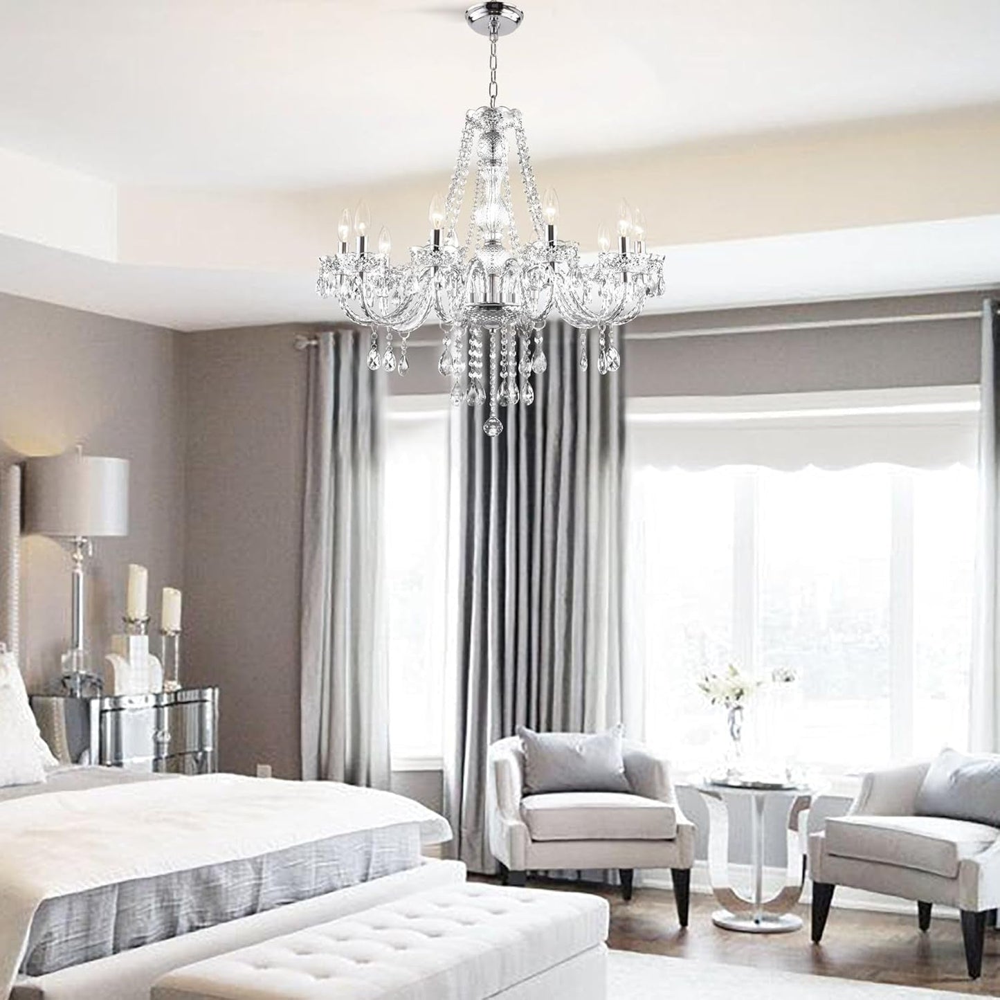 Crystal Chandeliers Clear Chandelier 25 * 27.5In 10-Light Modern