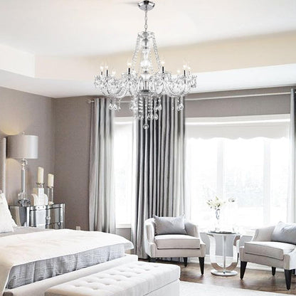 Crystal Chandeliers Clear Chandelier 25 * 27.5In 10-Light Modern