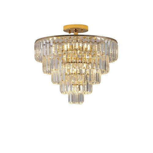 Golden Crystal Chandelier, 5-layer Round Modern Luxury Chandelier