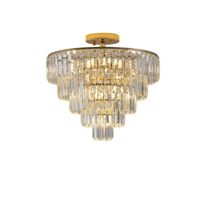 Golden Crystal Chandelier, 5-layer Round Modern Luxury Chandelier