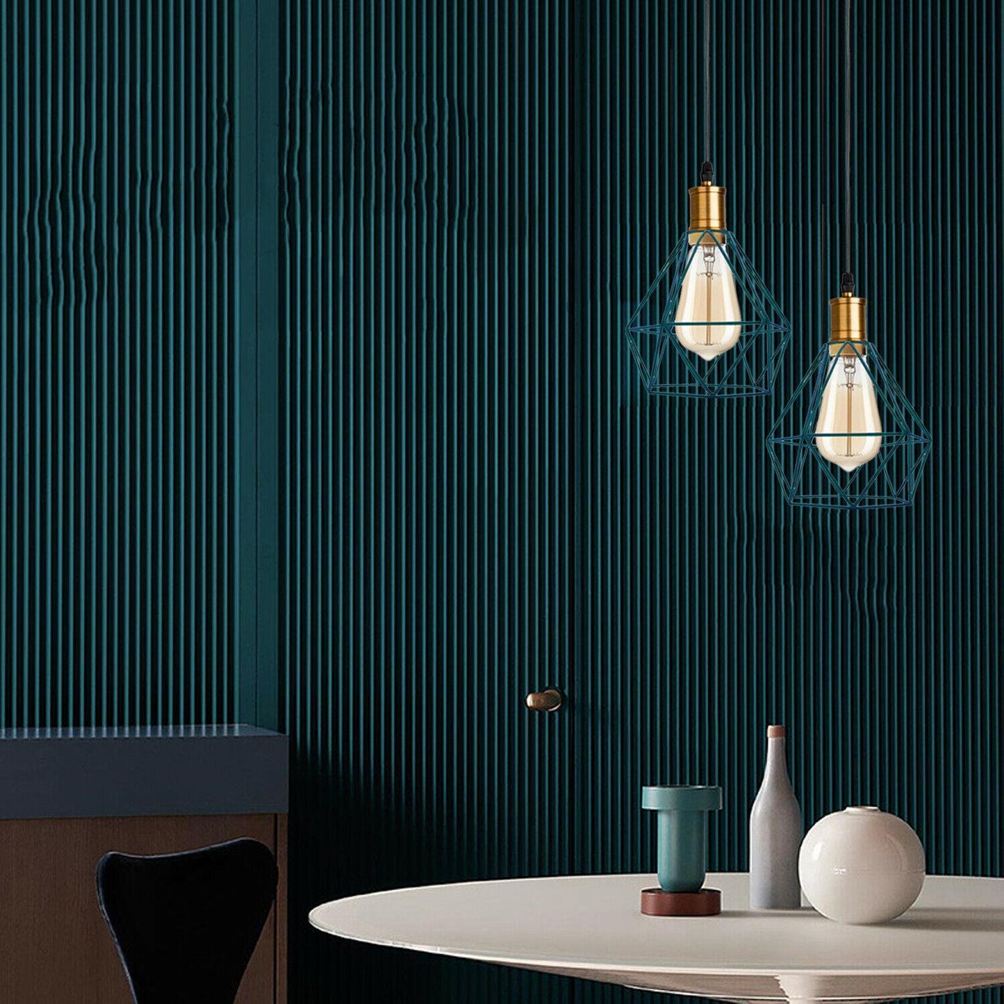 Modern Diamond Cage Pendant Light Fitting Geometric Wire Cage ~1266