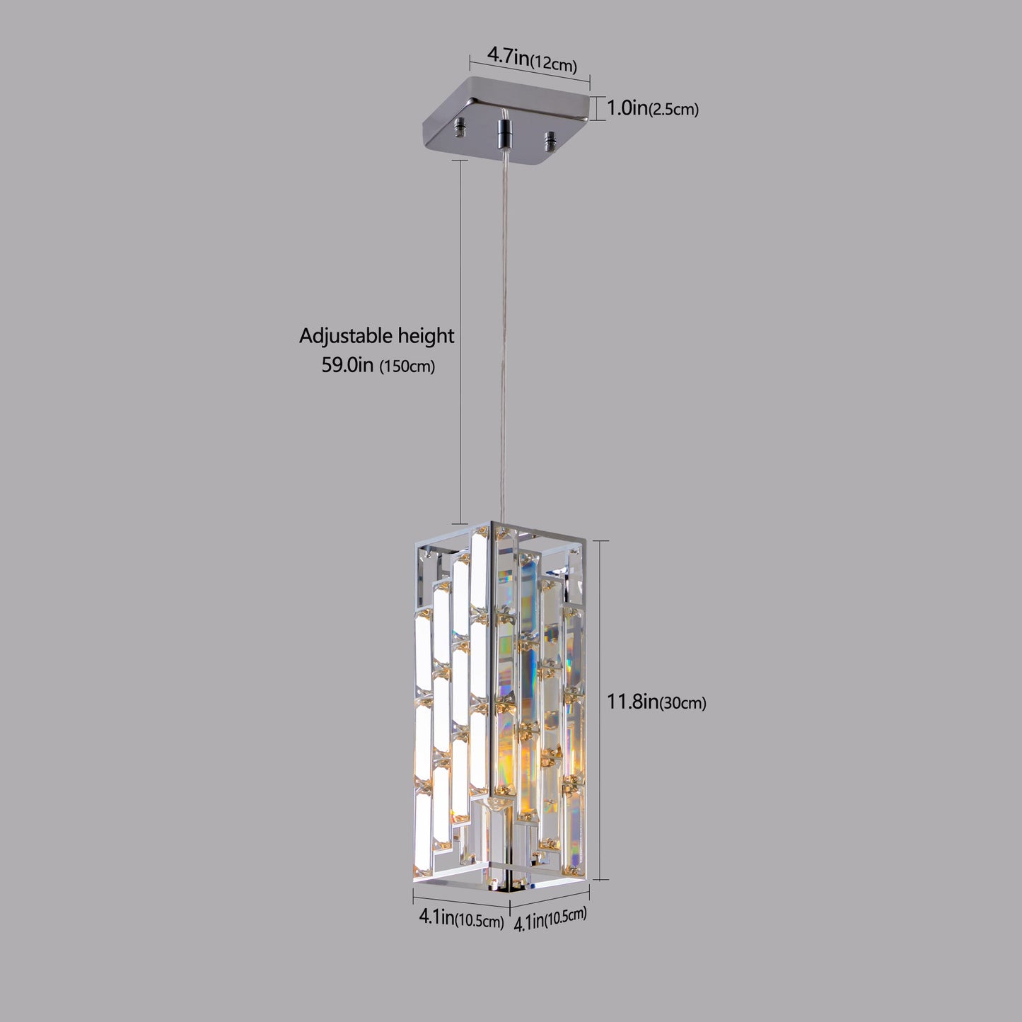 Modern Crystal Pendant Light - 3 Pack, Adjustable Hanging Ceiling Lamp