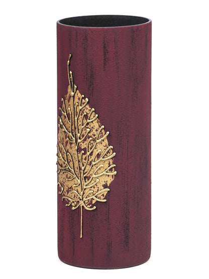 Handpainted Glass Vase for Flowers | Table Vase Art Decorated Burgundy