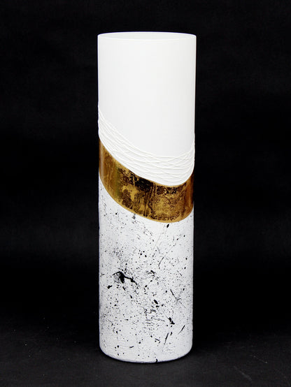 floor white art decorative glass vase 7017/400/sh344