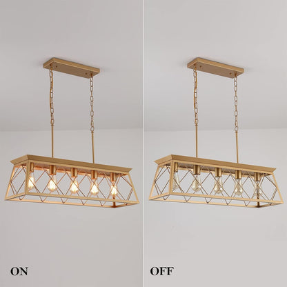 Modern Farmhouse Chandelier Light Fixtures,5-Lights Gold Linear