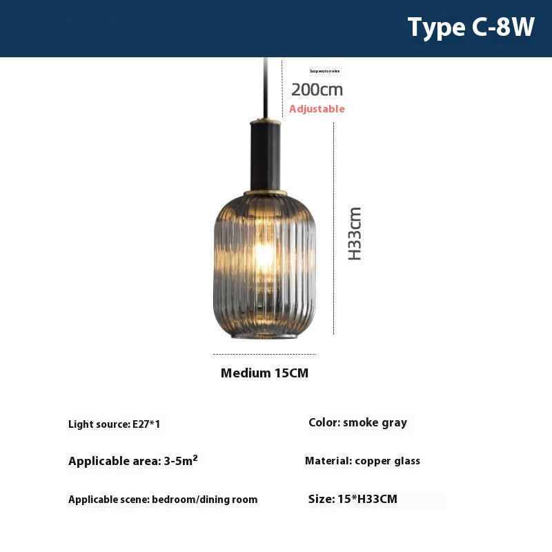 Minimalist Copper Glass Pendant Light Bedroom