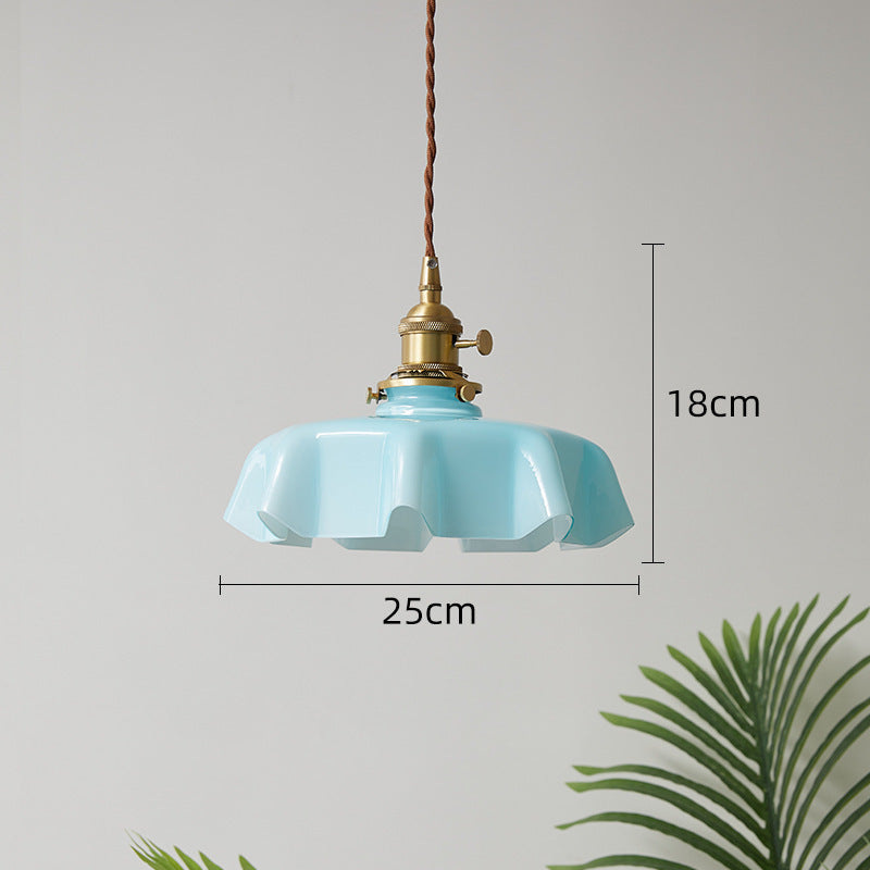 French Cream Nordic Brass Petal Glass Small Droplight