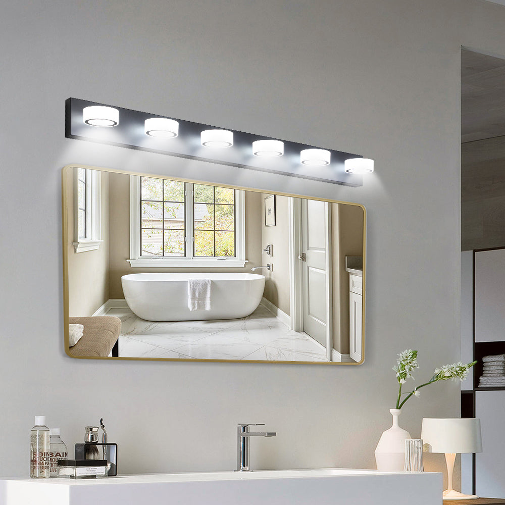 LED Modern Black 6-Light Vanity Lights Fixtures Over Mirror Bath Wall