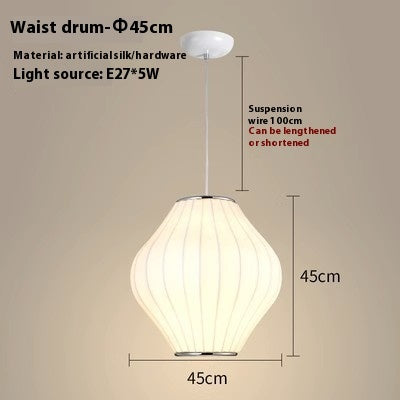 Simple Fabric Lantern Ball Chandelier Bedroom Dining Room Bar Counter Tea Room Silk Lamp