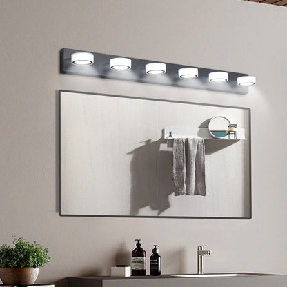 LED Modern Black 6-Light Vanity Lights Fixtures Over Mirror Bath Wall