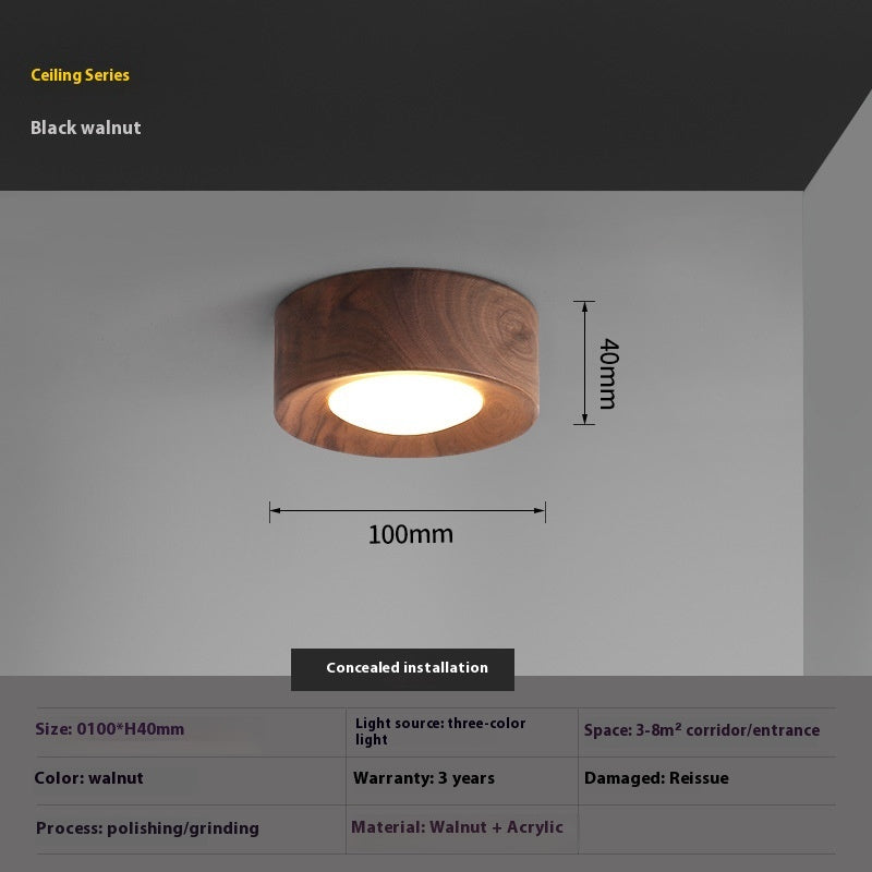Chinese Style Light Luxury Walnut Retro Ceiling Spotlight
